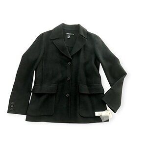 Vintage NWT DKNY black wool short coat/ jacket, size 8